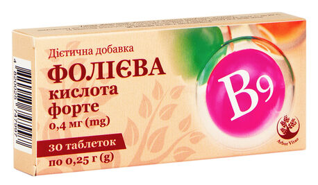 Фолієва кислота Форте 0,4 мг Arbor Vitae Табл 0,25 г №30